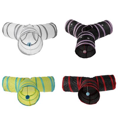 Three-way Pet Cat Folding Tunnel Interative Tube Fun Toy with Small Ball