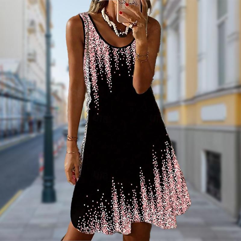 

Женское платье из двух частей с принтом в виде цветка розы, без рукавов и круглым вырезом, свободное, мягкое и удобное, большого размера 2XL розовый