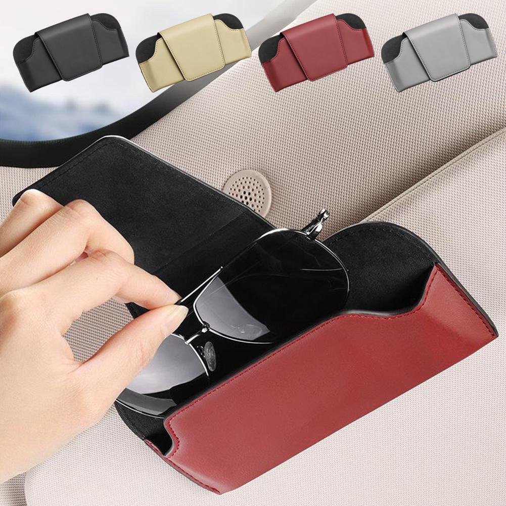 NEW Car Sun Visor Glasses Holder Premium Leather Sunglasses Hand Organizer Case Auto Garage Box Tools Storage Eyeglasses Cl T2D4
