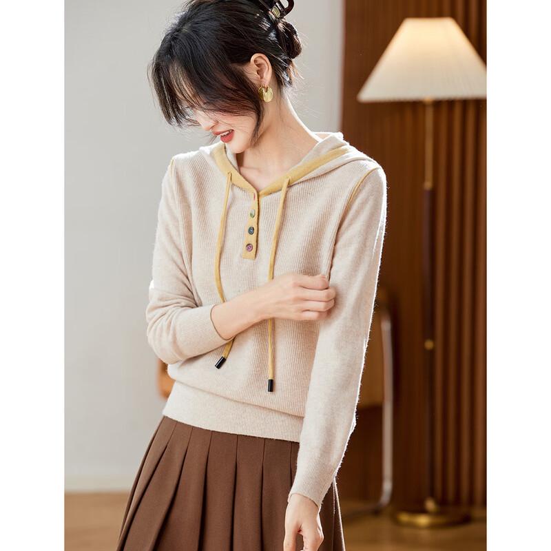 

Женский вязаный свитер с капюшоном из 100% шерсти Srcr XL