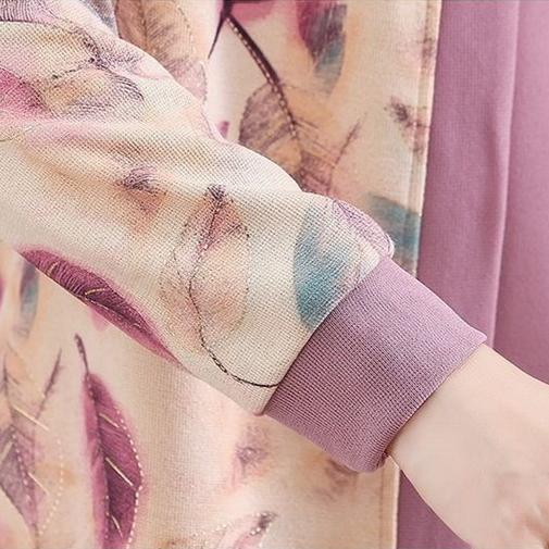 Women's Knit Top Two-Piece Set for Spring Women's Printed Knit Cardigan Round Neck Knit Short Sleeve T-Shirt Two-Piece Set Outdoor Wear