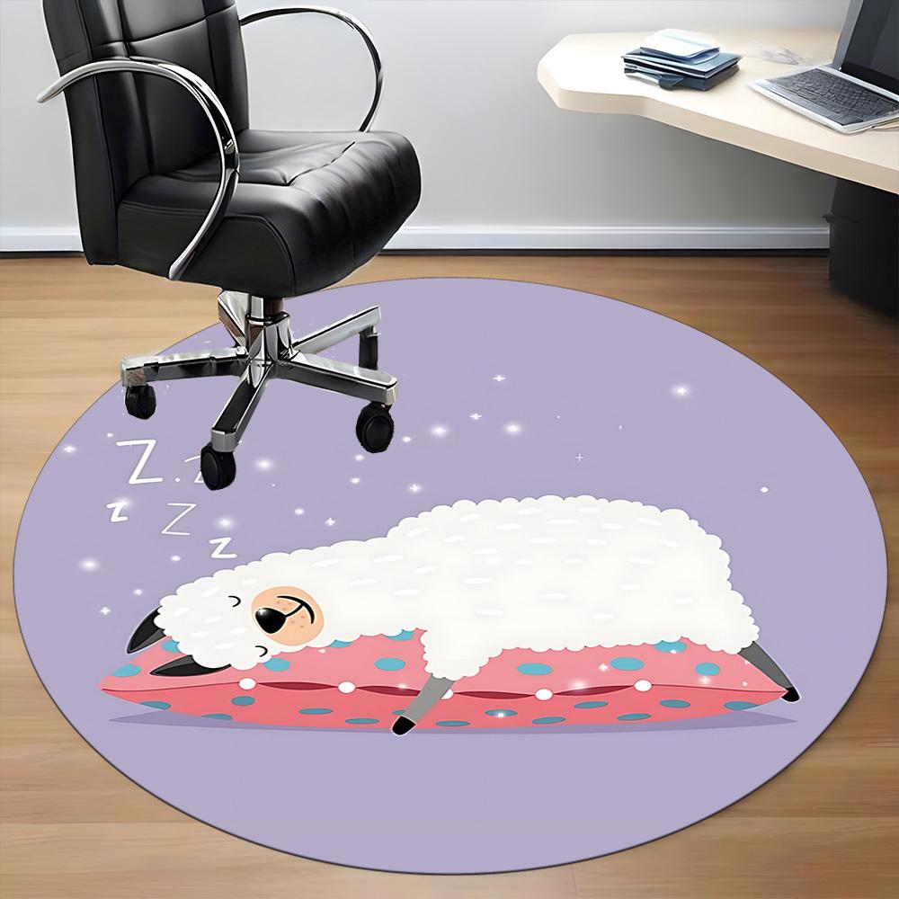 1pc Sleepy Sheep Chair Carpet for Office, Indoor Non Slip Washable Polyester Fiber Carpet,