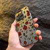 Retro Fashion Red Rose Matte Laser Phone Case For iPhone 11 12 13 14 15 16 Pro Max XS X XR 7 8 Plus SE Shockproof Armour Cover