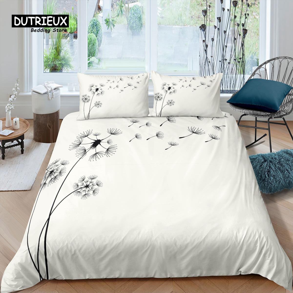 

Home Living Luxury 3D Dandelion Bedding Set Flower Duvet Cover Pillowcase Queen and King EU/US/AU/UK Size Comforter Bedding (135x200cm)