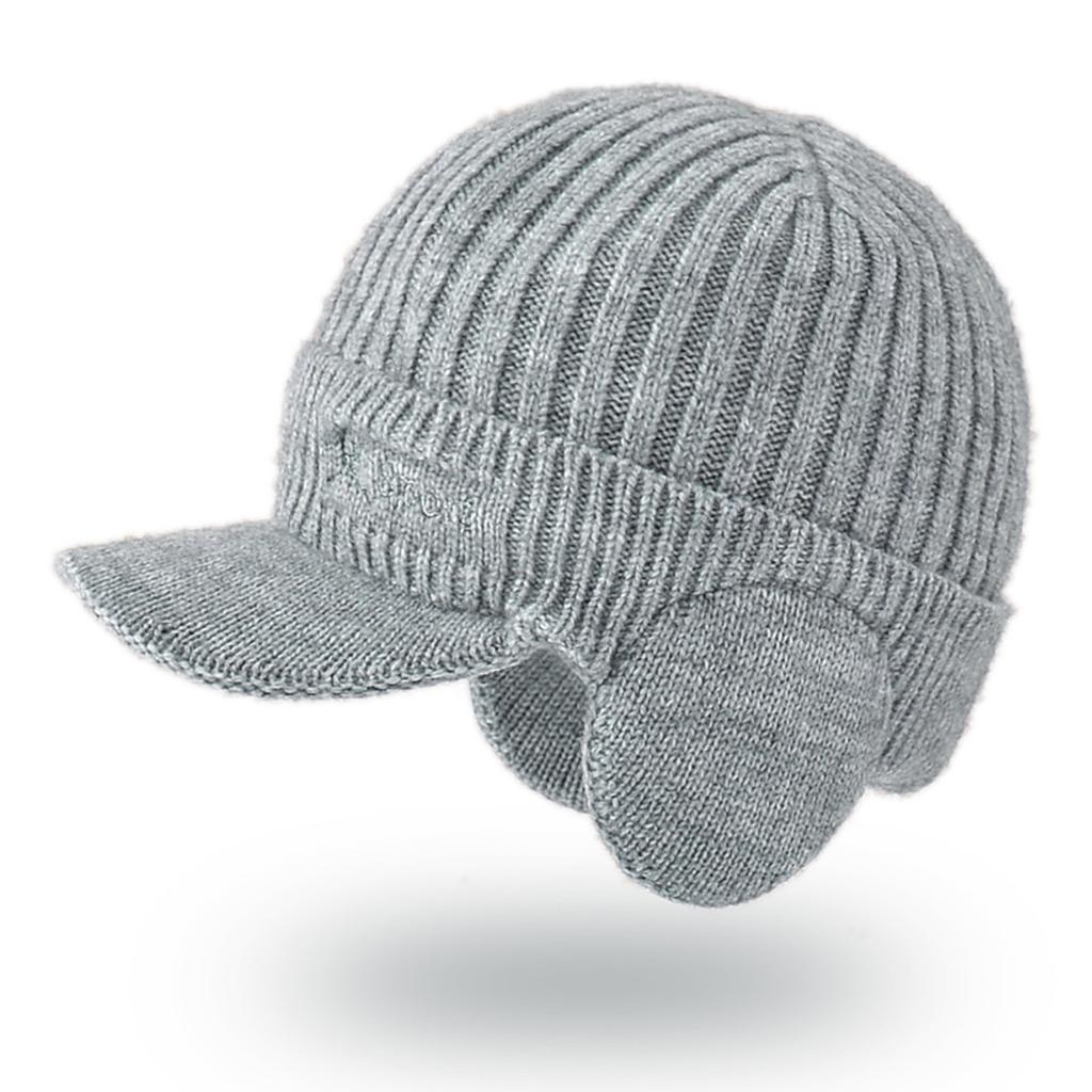 Winter Knit Cap with Brim and Ear Flaps for Men Warm, Stylish, and Comfortable Outdoor Sports Hat