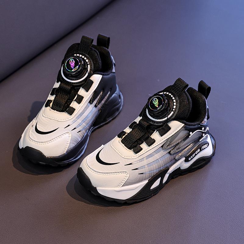 2025 autumn new classmates children's sports shoes lightweight soft sole rotating button boys and girls basketball shoes running shoes