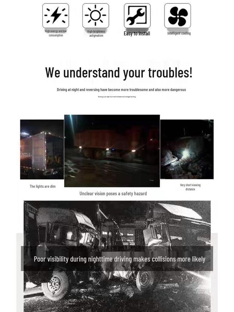 Universal High-Brightness Spotlight for Tricycles, Electric Vehicles, Tractors, Engineering Vehicles, and Harvesters