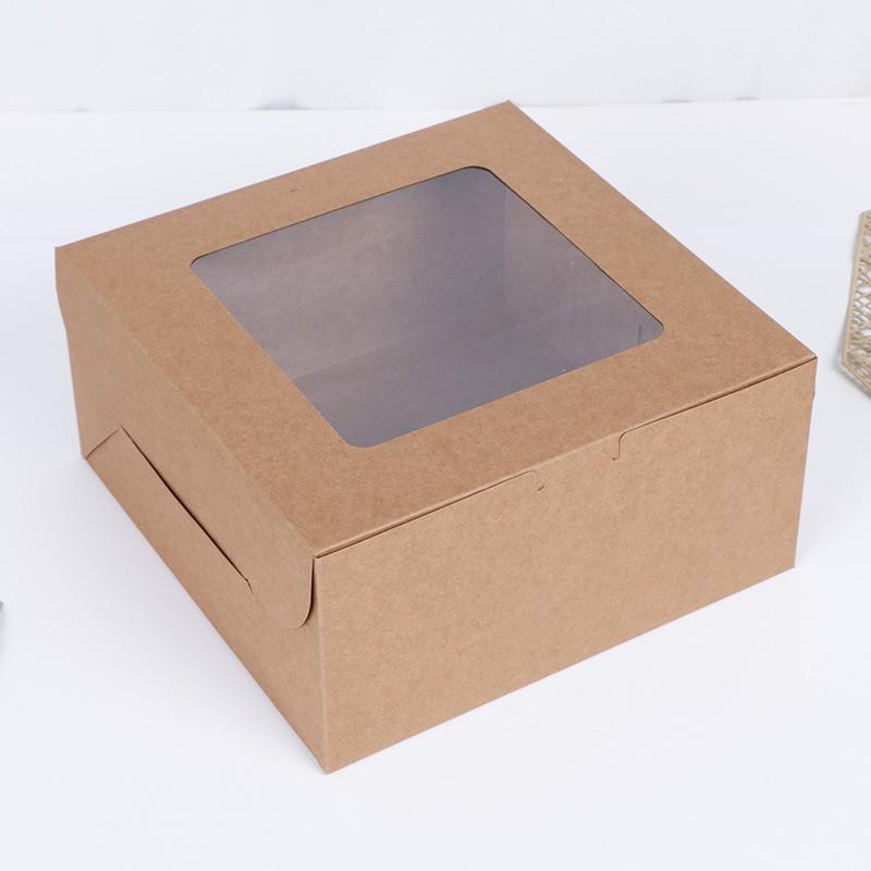 5Pcs Window Clear 10 inch Birthday Cake Pizza Box White Kraft Paper Baking Pastry Packaging Boxes