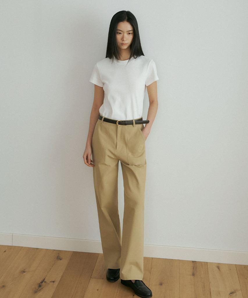 Lingseoul Cotton Fatigue Pants-Beige