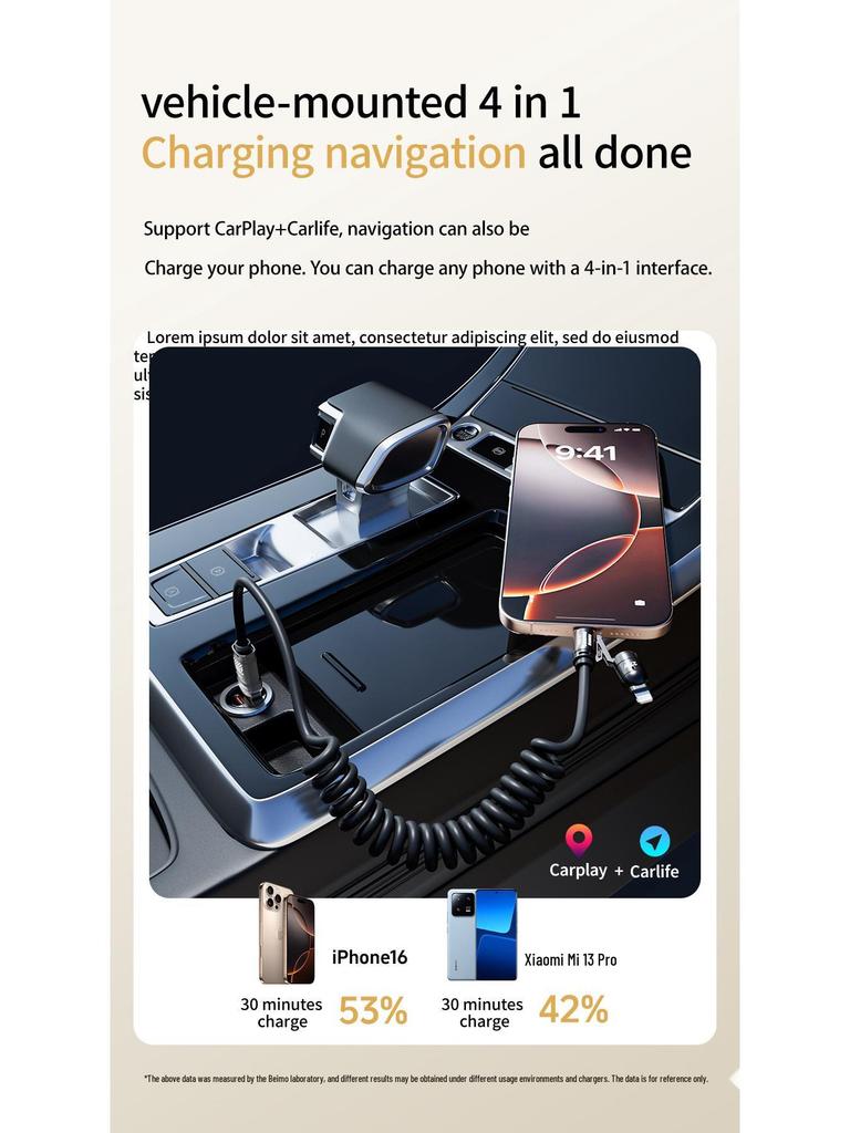 Baimo 240W 4-in-1 Super Fast Charging Cable for Huawei & Apple