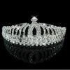 Rhinestone Korean Bridal Crown Bridal Tiara Large Silver Plated Model Headband Royal Retro