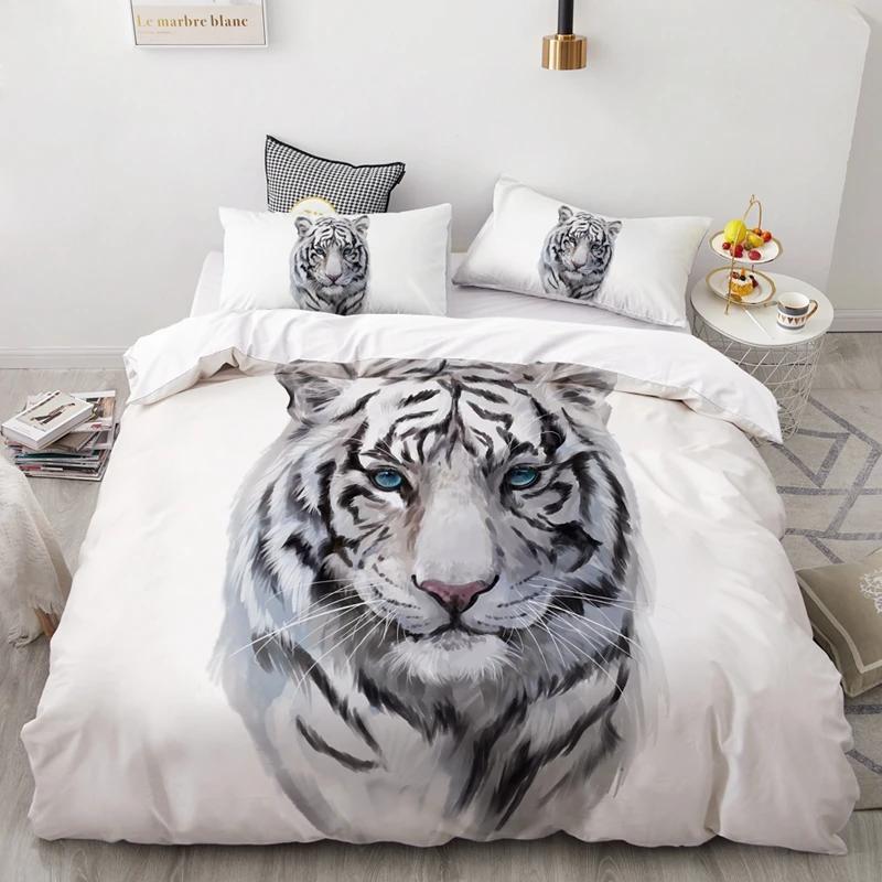 3PCS Wolf Tiger Lion Animal Pattern Bedding Sets Home Bedclothes Super King Cover Pillowcase Comforter Polyester Bedding Set