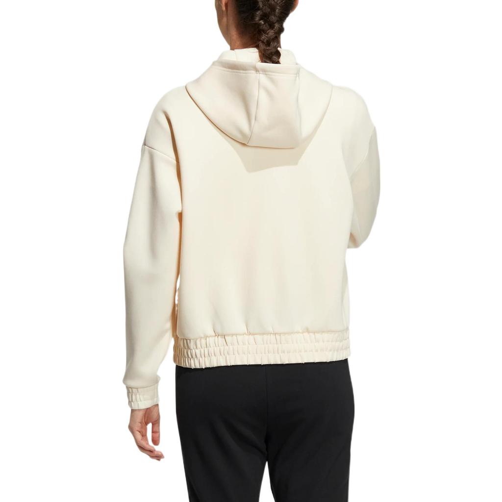 adidas Felpa con Cappuccio e Coulisse Manica Lunga con Stampa Logo Donna Top Bianco Sporco HZ7035