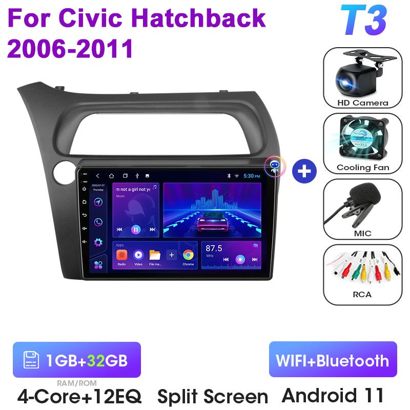 2 Din Android 12 Car Radio For Honda Civic Hatchback 2006-2011 Multimedia Video Player GPS 4G Carplay Auto Stereo RDS Head Unit