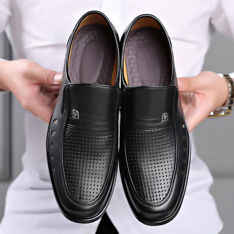 2025 Newly Men's Spring Loafers Shoes Genuine Leather Soft Man Casual Slip-on Cutout Shoes Cowhide Summer Loafers