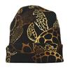 Biihudu Men'S Sea Turtle & Jellyfish Stretchy Beanie Hat - Lightweight Black & Golden Cartoon Marine Design, Hand Washable For C