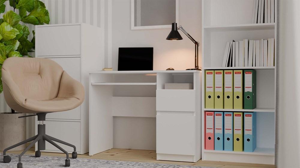 Porto Computer Desk Right White Drawer Cabinet Shelf For Home Office