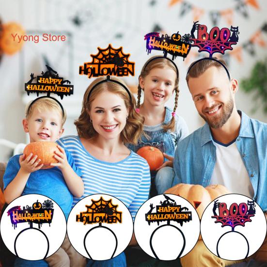 

Повязка на голову «Счастливого Хэллоуина» Жуткий светодиодный светящийся паук Тыквенная летучая мышь Черный кот Прическа Украшение Призрак Фестиваль Вечеринка Повязка для волос Аксессуары для волос