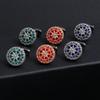Spot wholesale exquisite creative hollow pattern design round 3 colors optional men's cufflinks, cross-border hot-selling jewelry