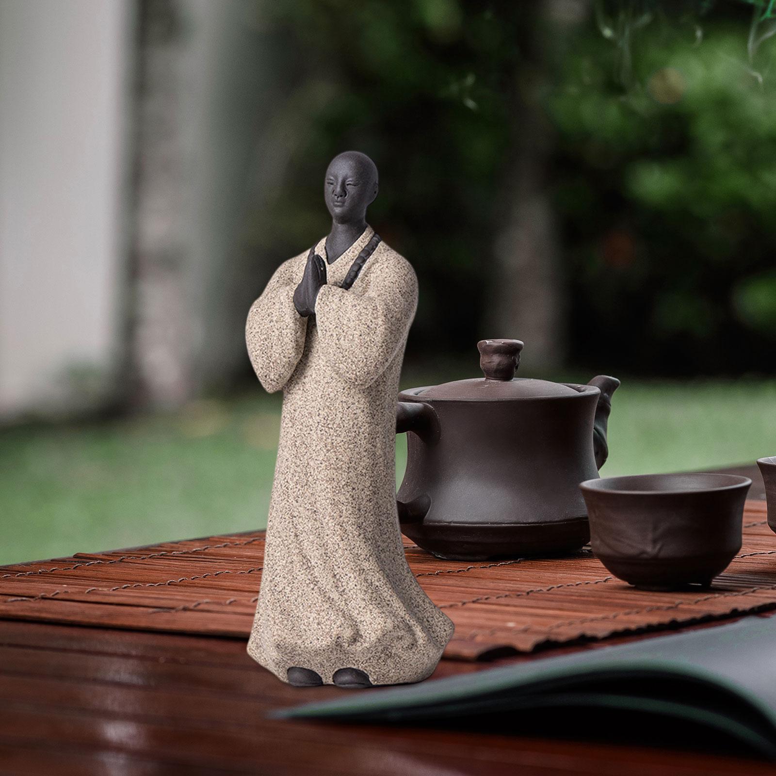 

Chinese Buddha Statue Buddha Figurine Decorative Stylish and Elegant Ornament for Restaurant Garden Dining Room Business Shop серый