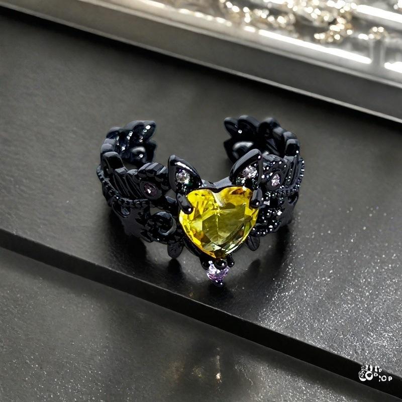 Fashion Color Love Zir*****Pen Ring Slightly Inlaid Heart-Shaped Exquisite High-End Personalized Accessories Women