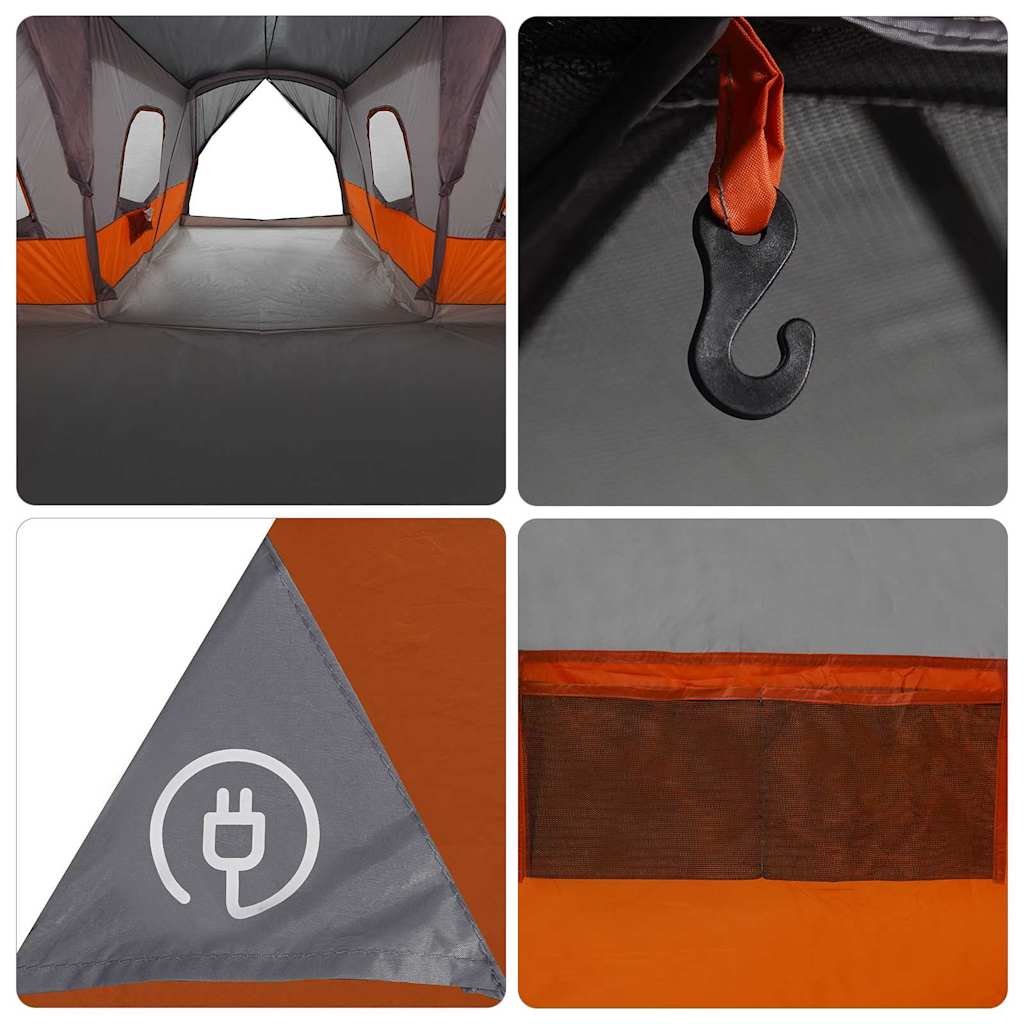 16 Person Tent Gray and Orange 680 x 510 x 210 cm