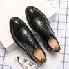 Cheap Carving Casual Personality Polish Pointed Head Low-top Spring and Autumn Dress Lace-up Business Leather Shoes