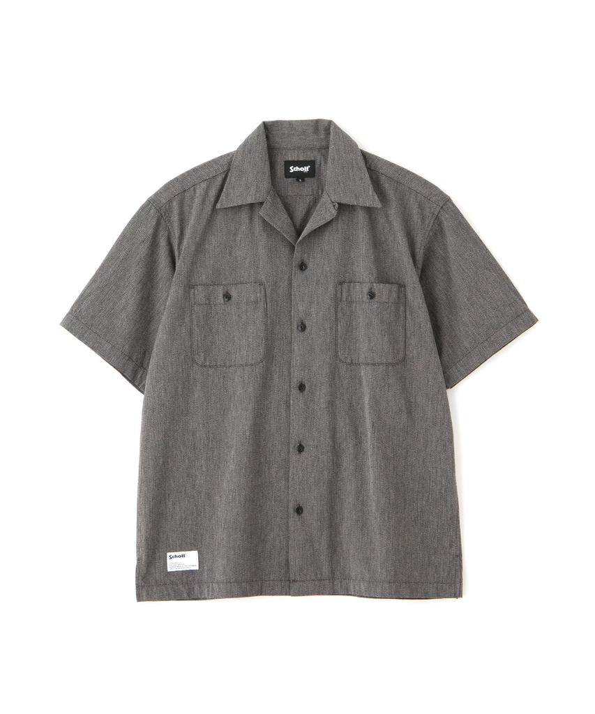 Schott Cotton Covert Short Sleeve Size Shirt, Men's, L, 010, Black, 782-5123011