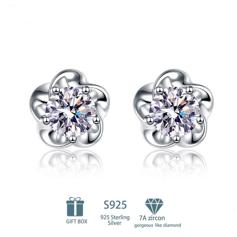 Tancise Klassische 925 Sterling Silber Rosa Gelb 7A Zirkon Ohrringe Tropfenohrringe für Frauen Hochzeit Party Geschenke