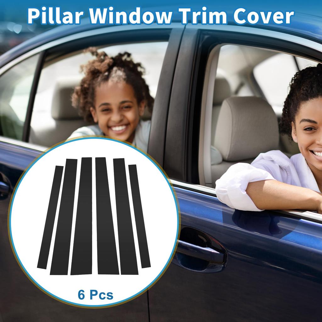 ABSOPRO Door Pillar Window Trim Stickers Pillar Post Door Outer Exterior Covers for Mitsubishi Pajero Black Anti-Scratch 2009-2015,