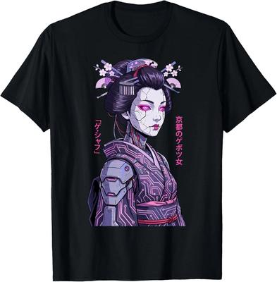 Cyber Geisha Futuristisches Japanisches Manga Kunst T-Shirt