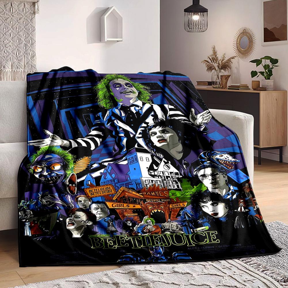 1 Stück Beetlejuice Decke Leichte Flanelldecke für Sofa, Bett, Reisen, Camping, Wohnzimmer, Büro, Couch, Stuhl und Bett