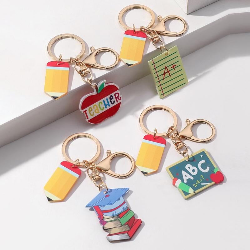 4PCS Playful Stationery And Pencil Shaped Keychains Perfect For Academic Celebrations And Student Incentives