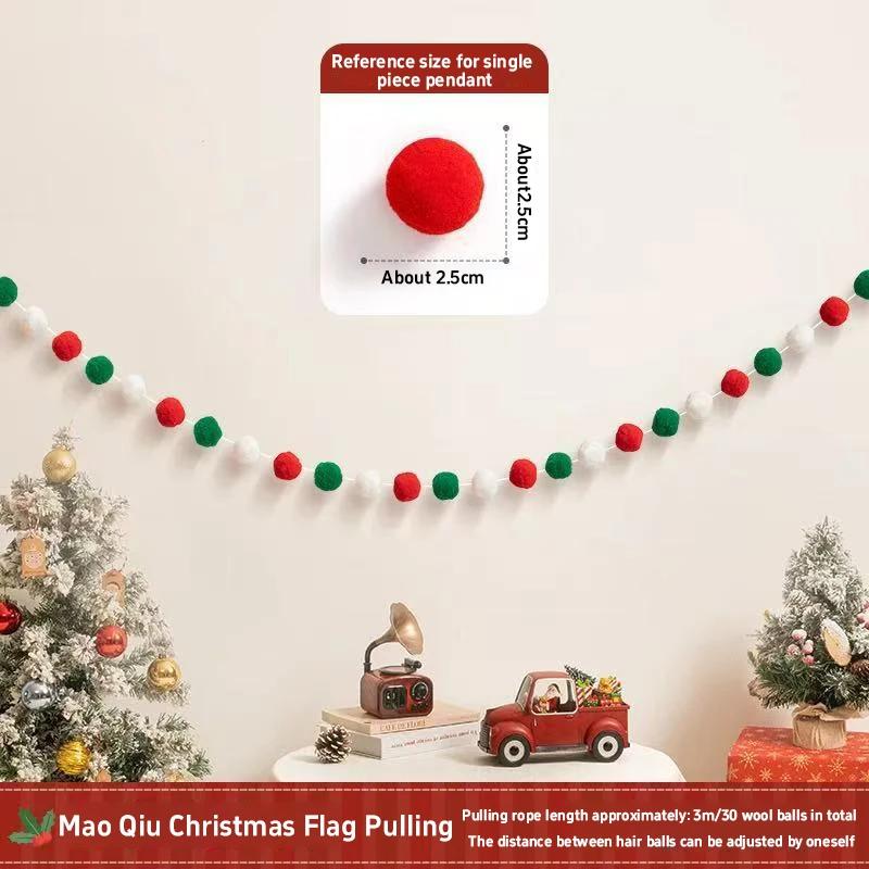 DIY Handmade Pull Flag Banner with LED Light String Merry Christmas Holiday Ornaments Home Room Background Christmas Decoration