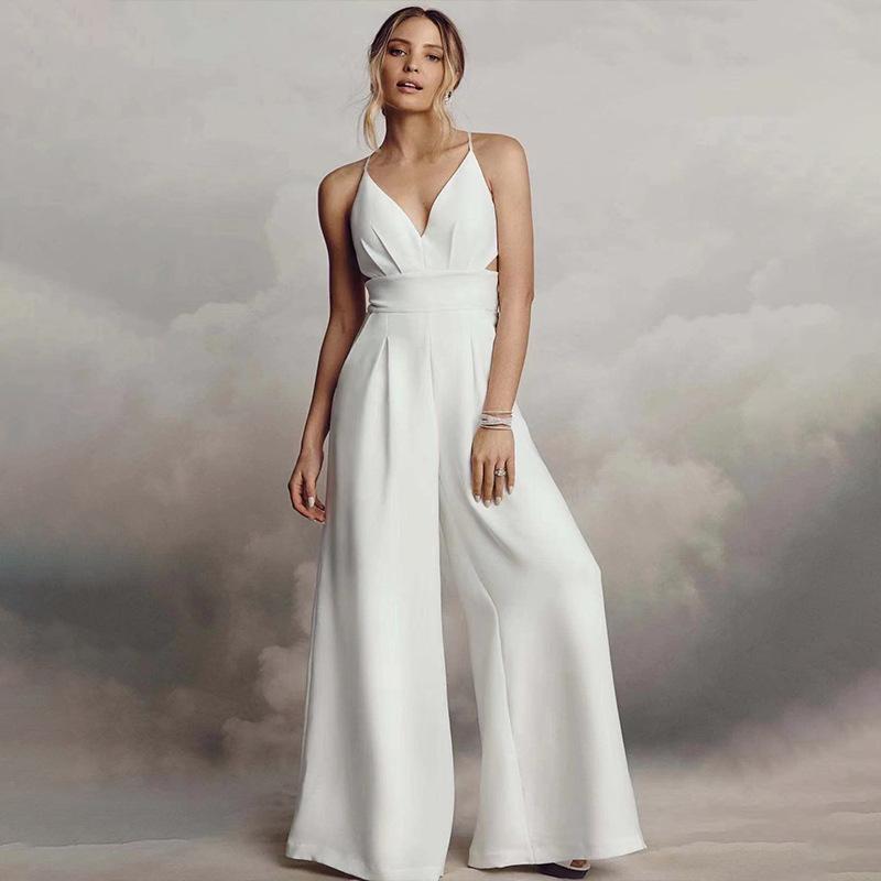 Women's Summer Sleeveless Camisole V-Neck Hip Wrap Backless Jumpsuit
