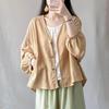 Cotton Linen Shirts for Women Vintage Solid Long Sleeved Loose Casual Korean Style Single Breasted One Piece Blouse Women