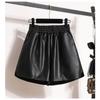 DIMANAF 2024 Plus Size Autumn Winter Shorts Women A-Line New PU Leather Casual Soft Wide Leg Pants Loose Short Pants