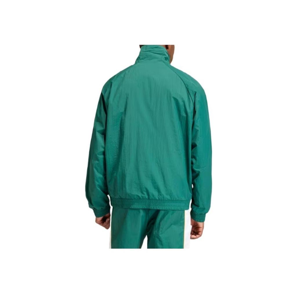 Adidas Originals NY Logo Print Stand Collar Short Zip Windbreaker Men Outerwear Green IS3318