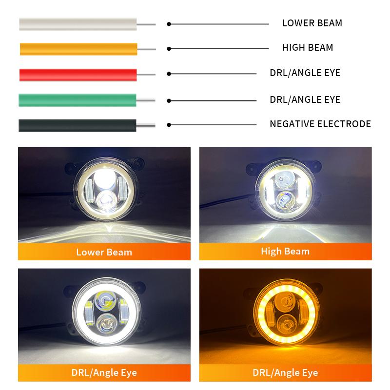 4 Zoll Angel Eyes Auto Nebelscheinwerfer Fern- und Abblendlicht Warnscheinwerfer Wasserdichte LED Runde Nebelscheinwerfer Auto DRL für Jeep Wrangler JK