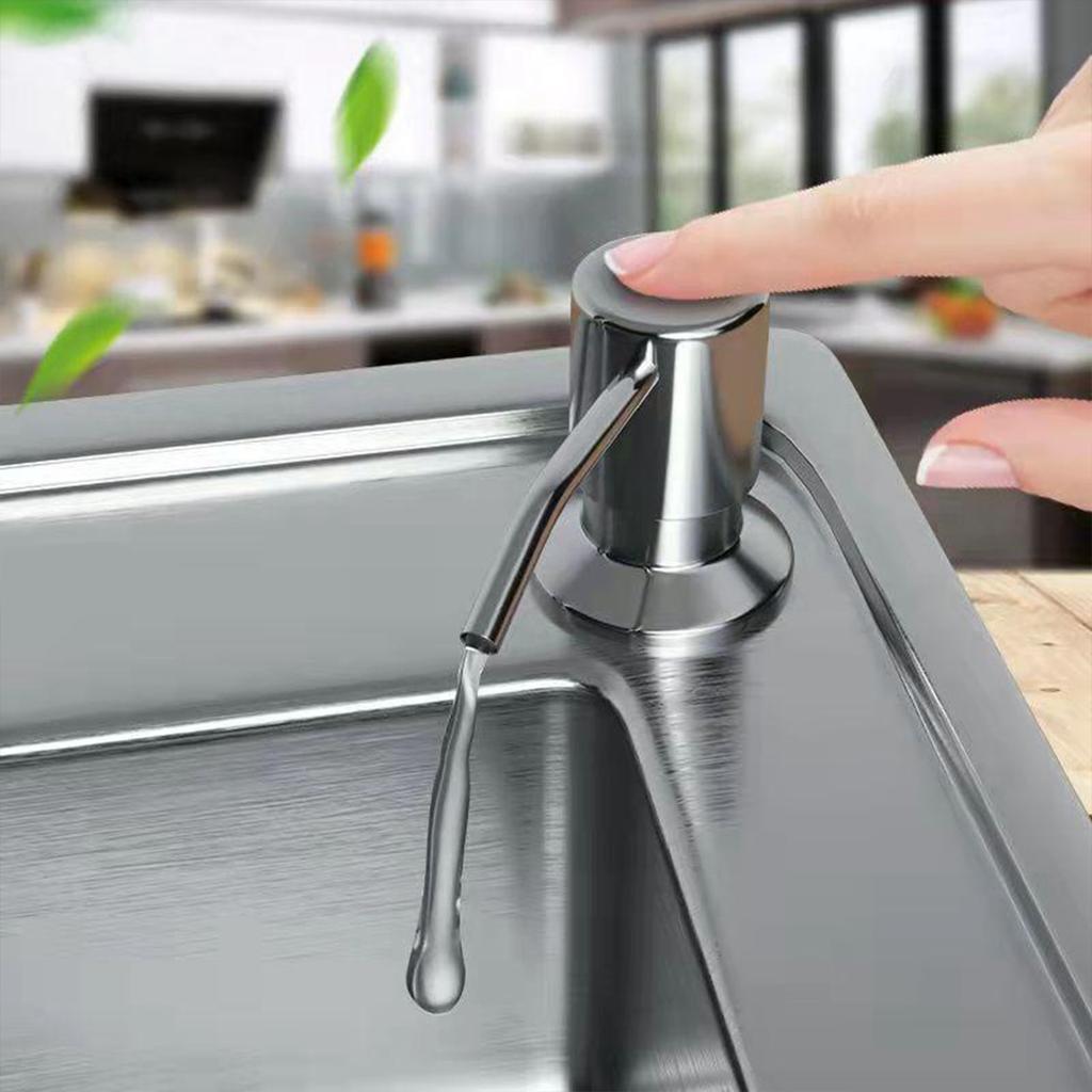 Sink Soap Dispenser Brushed Stainless Steel Sink Soap Dispenser with Silicone Extension Tube for Kitchen