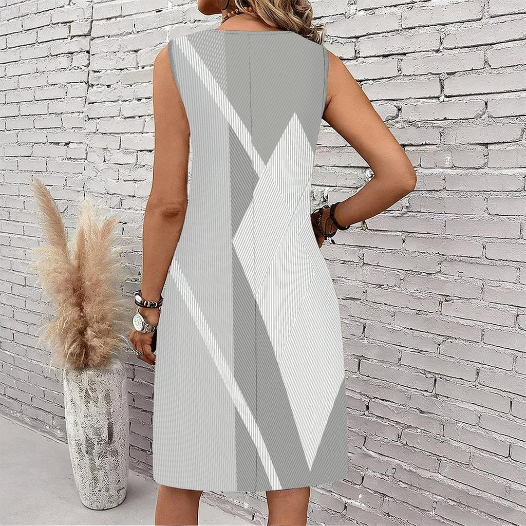 Plus Size V Neck Sleeveless Secluded Bamboo Woodland Stream Print For Casual Summer Vacation