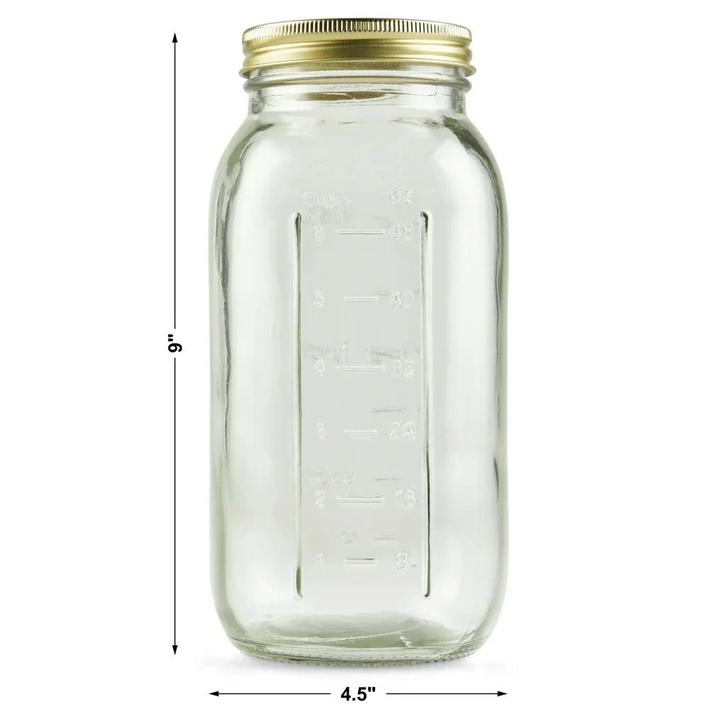 64 oz Airtight Glass Jars Wide Mouth Canning Jars 6 Count Food Storage Preserving Fruits Vegetables Sauces Dishwasher Safe