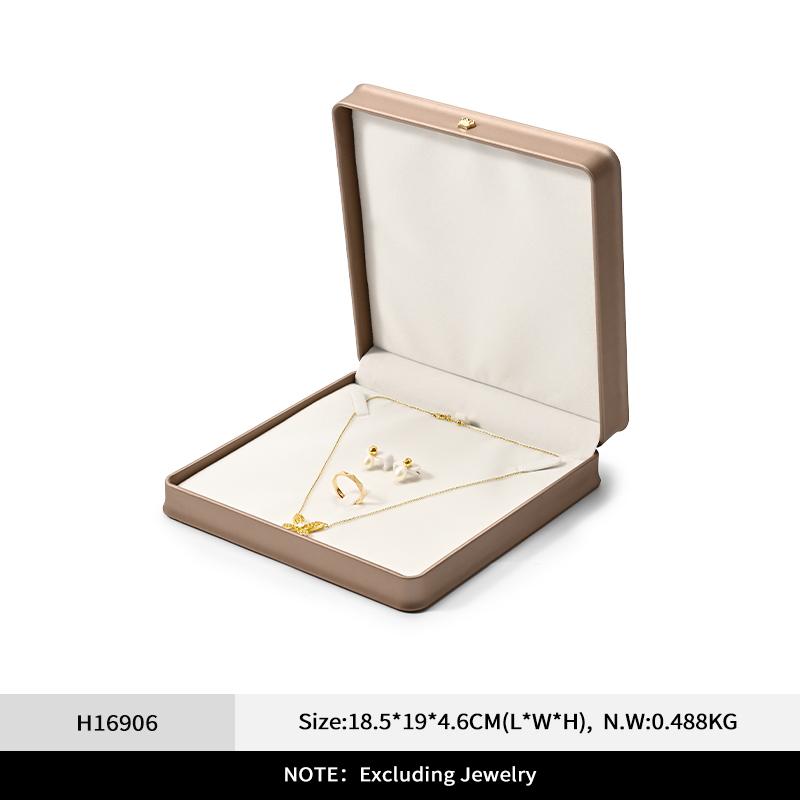 Oirlv Golden Jewelry Ring Box Leather Earring Necklace Pendant Gifts Display Box For Proposal Engagement Wedding Packaging Box