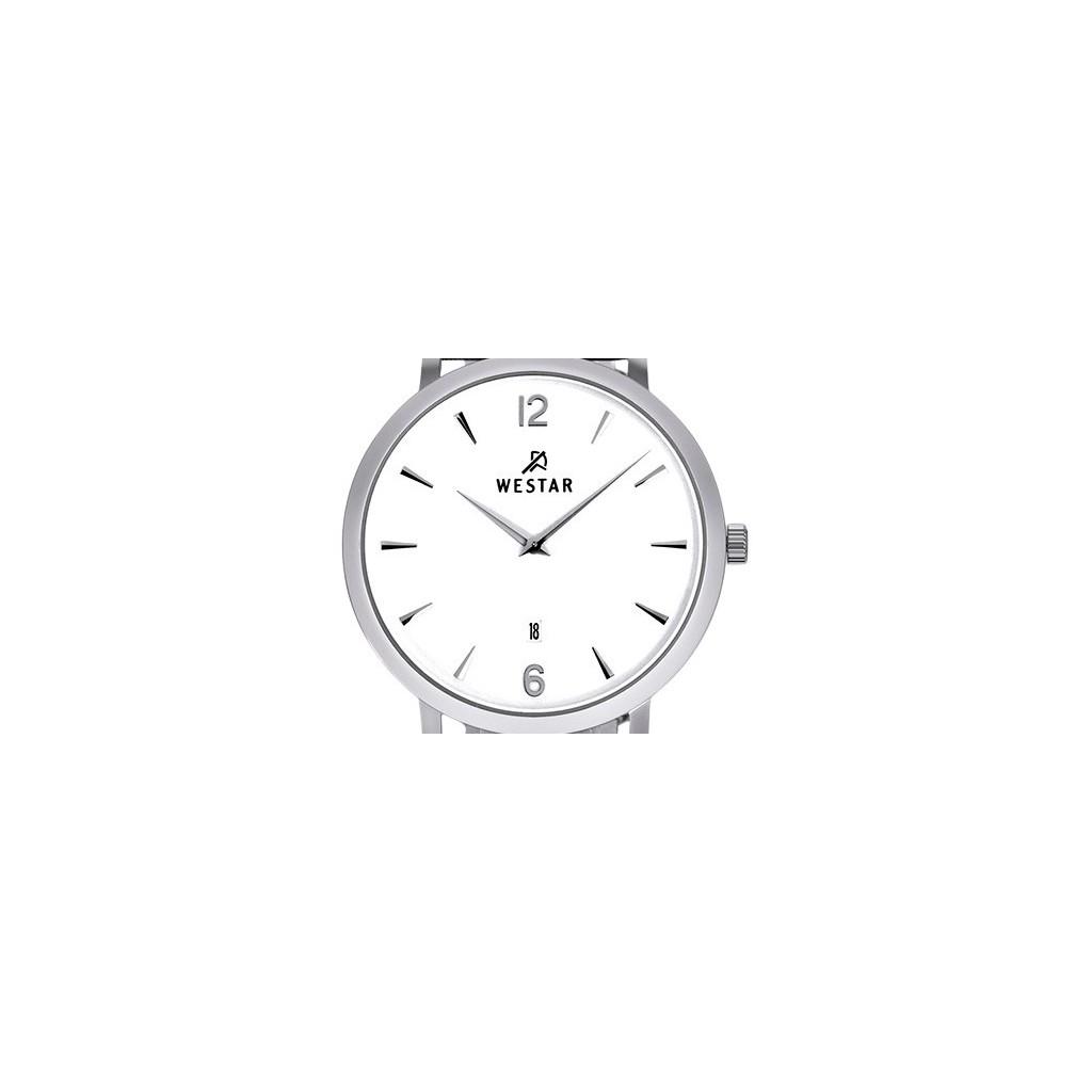 Westar Profile Leather Strap White Dial Quartz 50219STN101 Mens Watch