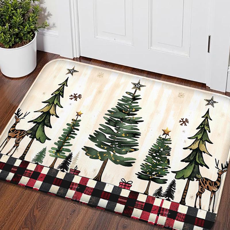 

Christmas snowflake print decorative carpet, small floor mat, door mat, entrance mat, absorbent foot mat, machine washable 50cmx80cm