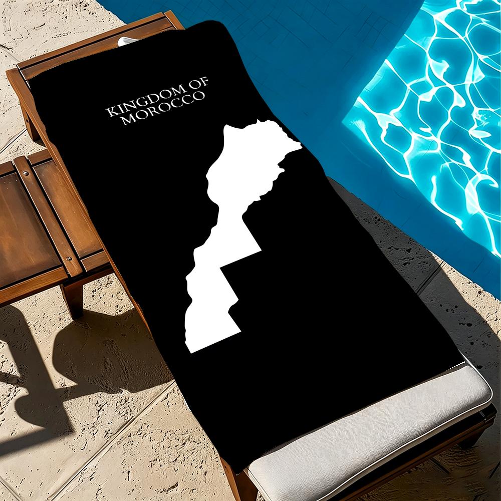M-Morocco Map Flag-S Towel Microfiber Beach Towel, Quick-Dry, Sand-Free, Ultra-Fine Fiber, Super Soft.