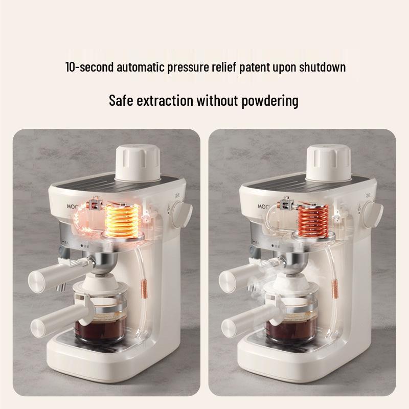 Italian Moka Pot: Semi-Automatic Coffee Maker for Home or Office with Manual Grinding and Brewing.