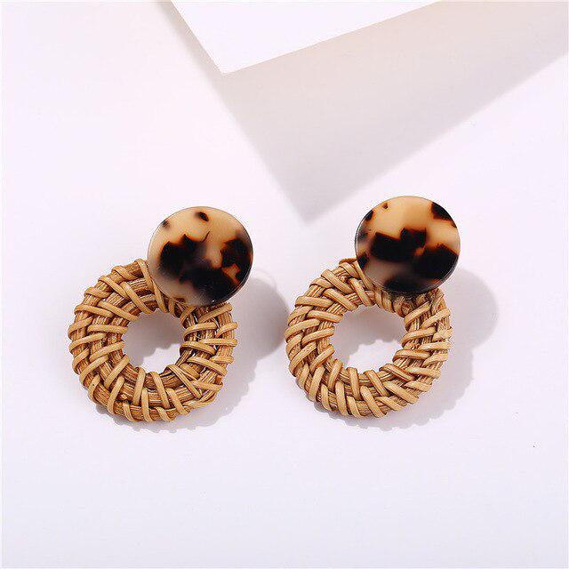 Rattan Earrings Fashion Handmade Wooden Straw Weave Rattan Vine Braid Drop Earrings New Fashion Geometric Long Earrings 7 Rattan Earrings Fashion Handmade Wooden Straw Weave Rattan Vine Braid Drop Earrings New Fashion Geometric Long Earrings 7
