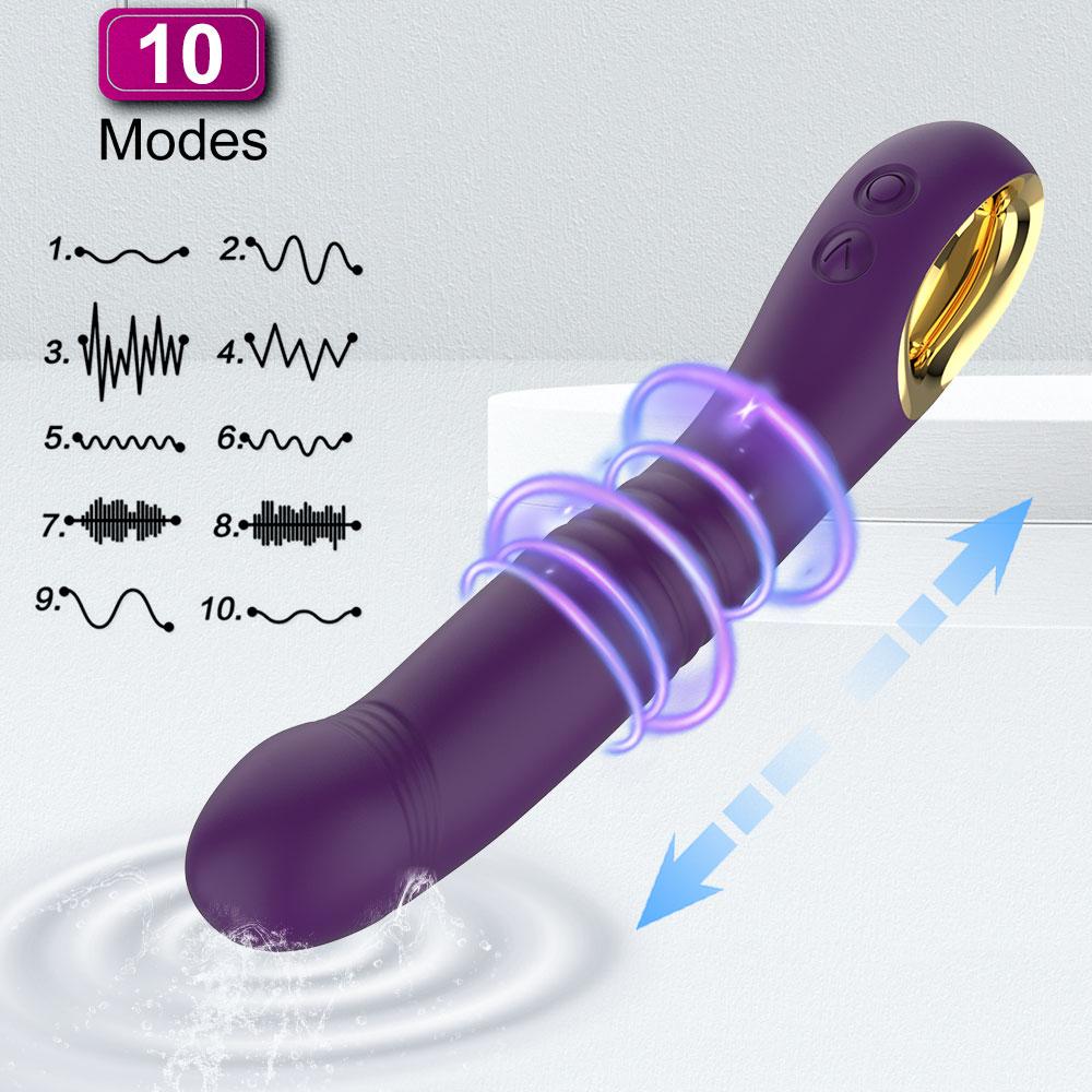 Vibrating Dildo AV Stick Telescopic Push Massage Vibrator Silicone Material Dildo Massage Female Masturbation Sex Toys, 10 Mode Adult Toys For Couples