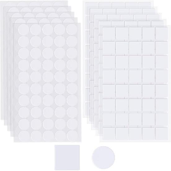 Zonon 280 Pieces Double Sided Sticky Dot Stickers Adhesive Squares Removable Circle Square Putty No Trace Clear Sticky Tack Waterproof Mounting Putty
